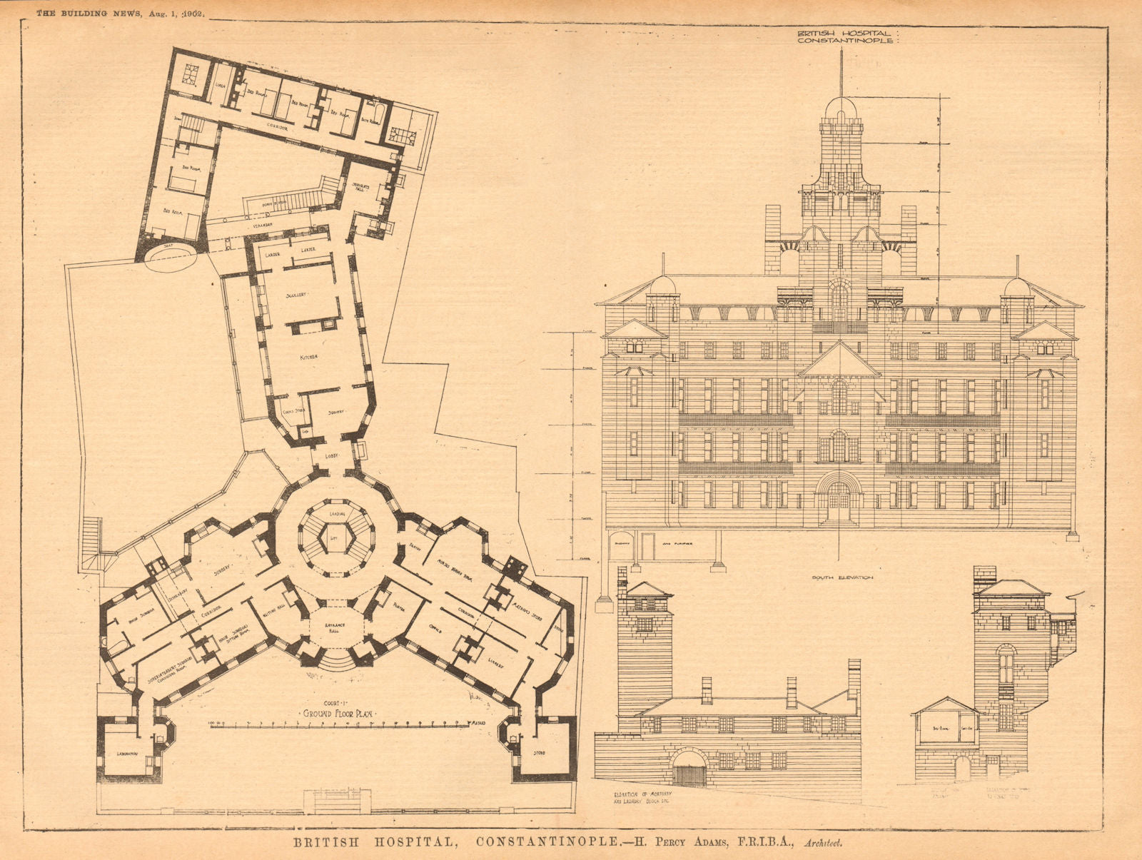 British Seaman's Hospital, Galata, Constantinople. Istanbul. Percy Adams 1902